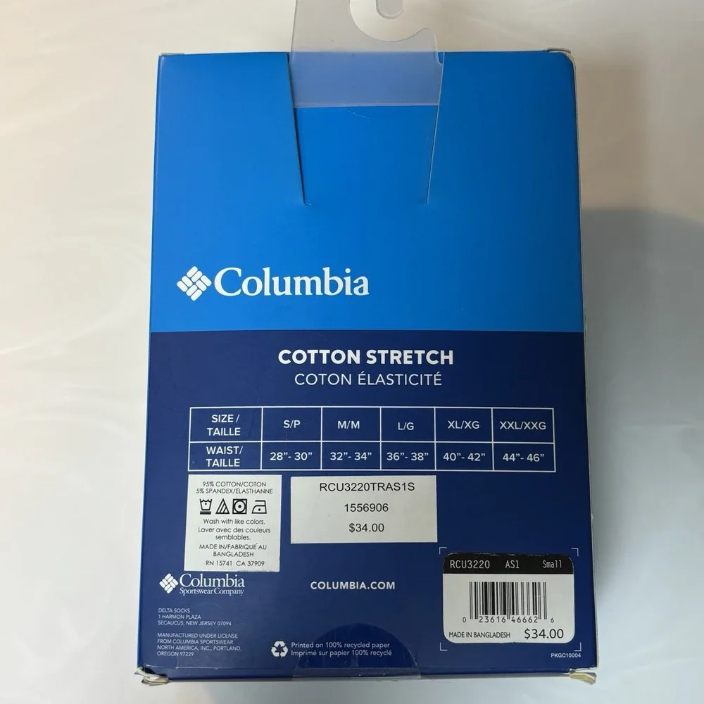 Columbia Men's Boxer Briefs COTTON Stretch S 28-30 3-Pack Blue/Navy Blue/Gray